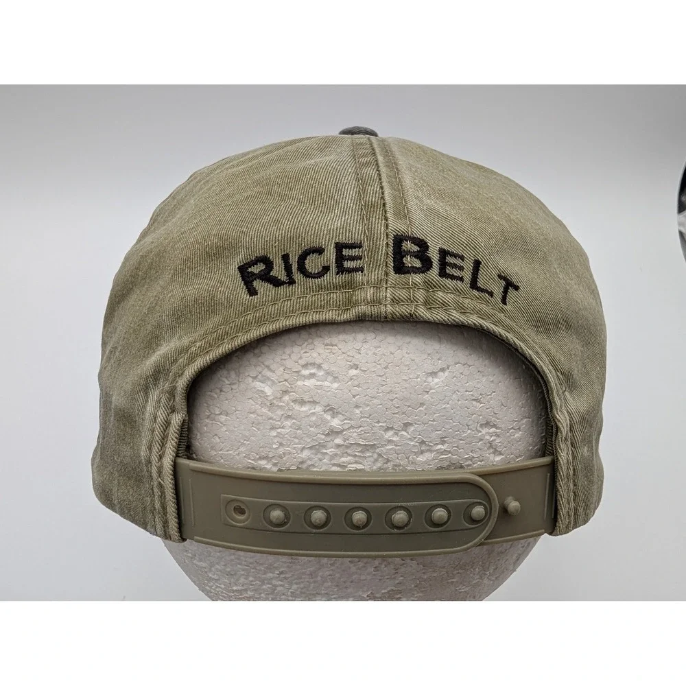 Black River Co Honey Bee Rice Belt Snapback Hat Olive Gray Distressed Cap